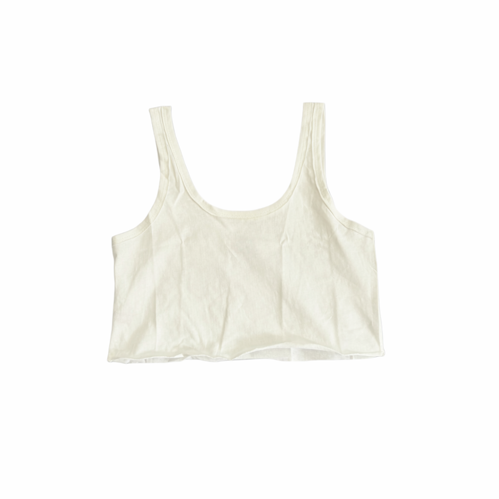 white crop cross tank top