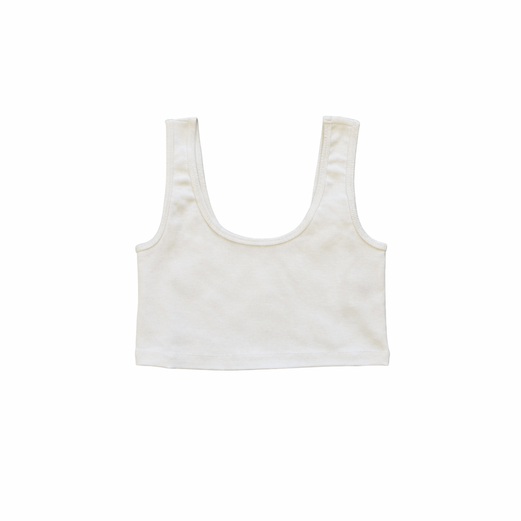 white triple cross crop tank top