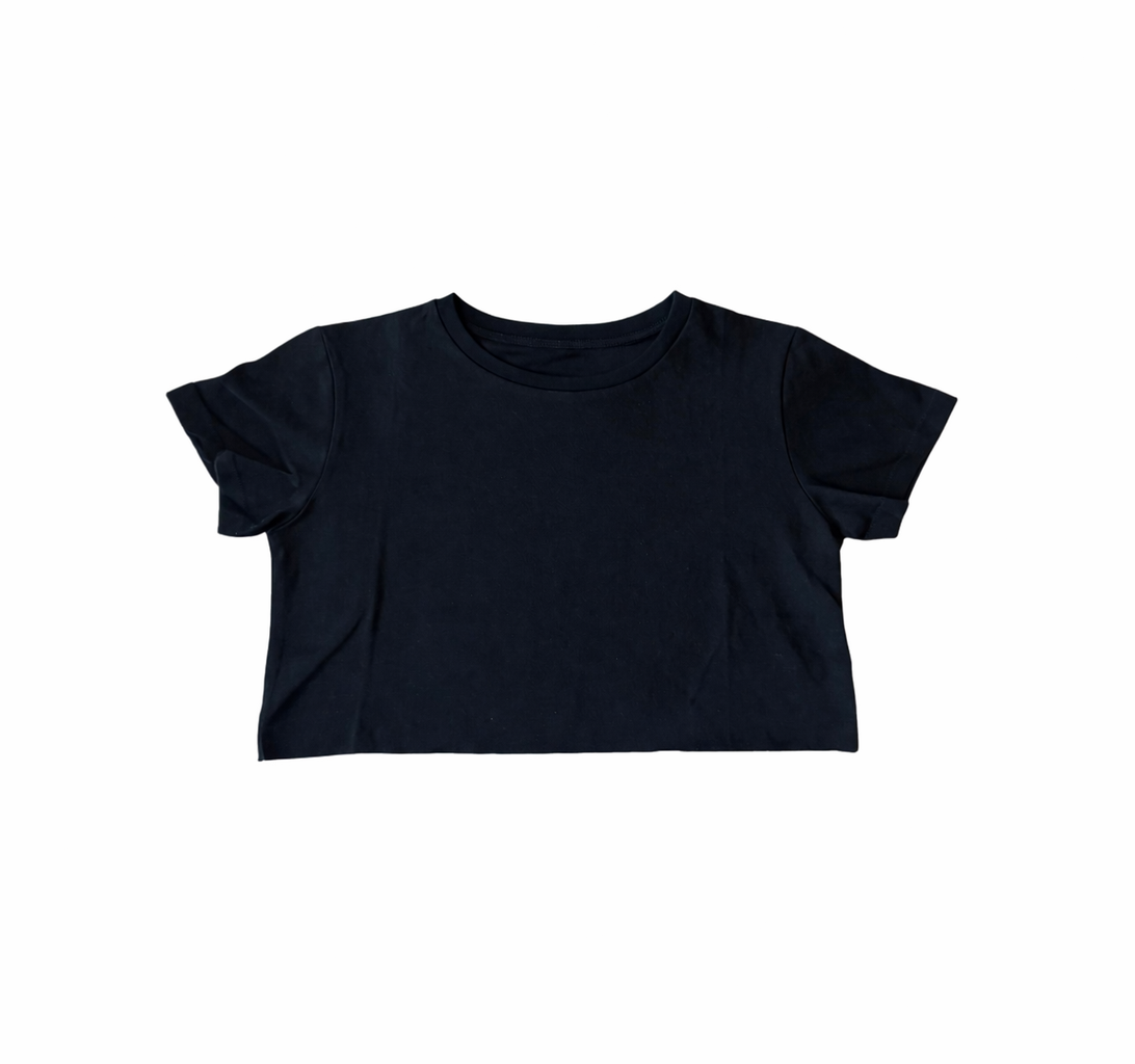 crop embroidered t shirt black